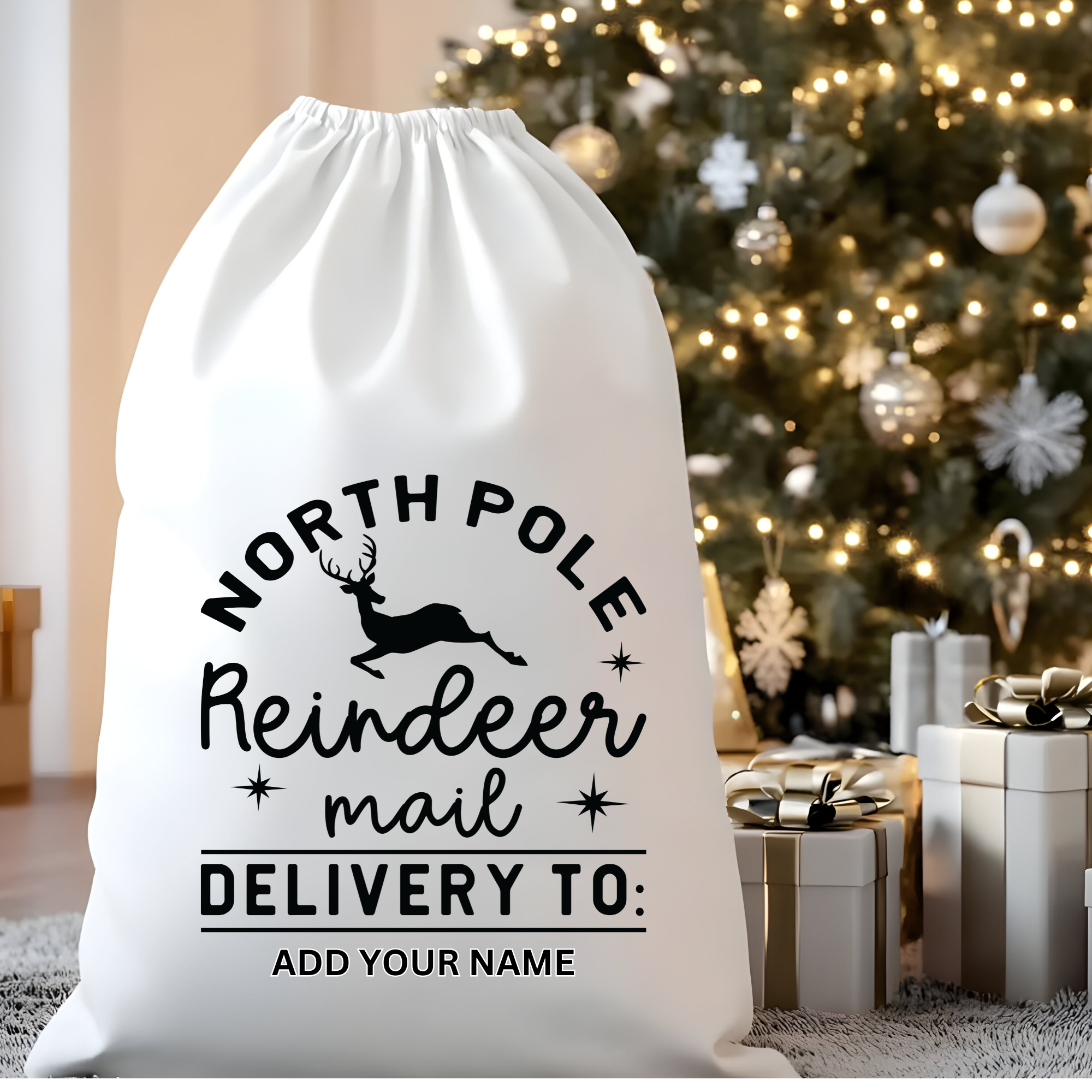 North Pole Santa Sack, Presents Bag, Christmas Gift Sack, Personalized Kids Sack,