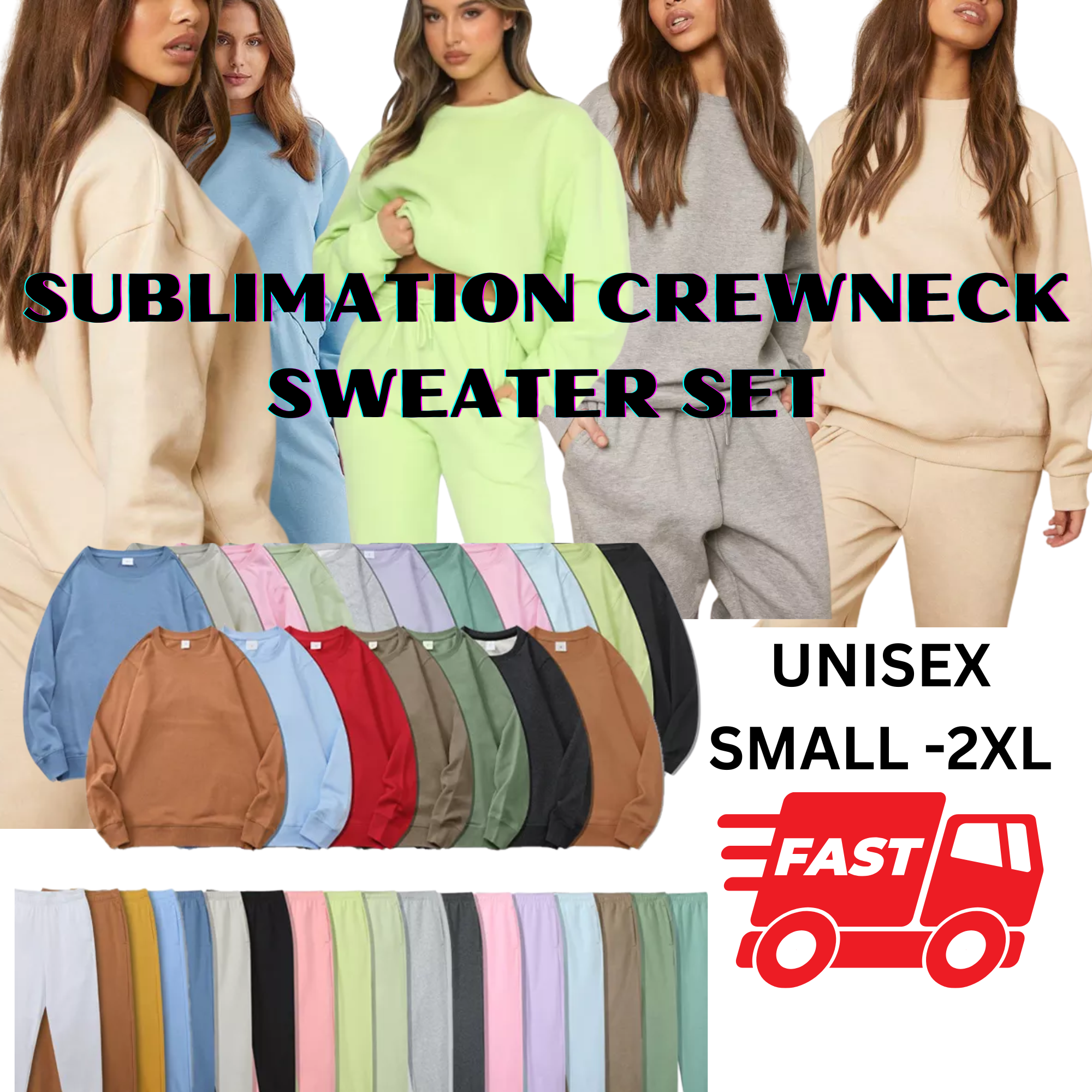Sublimation Crewneck sweater set - SassyDame Designs,LLC