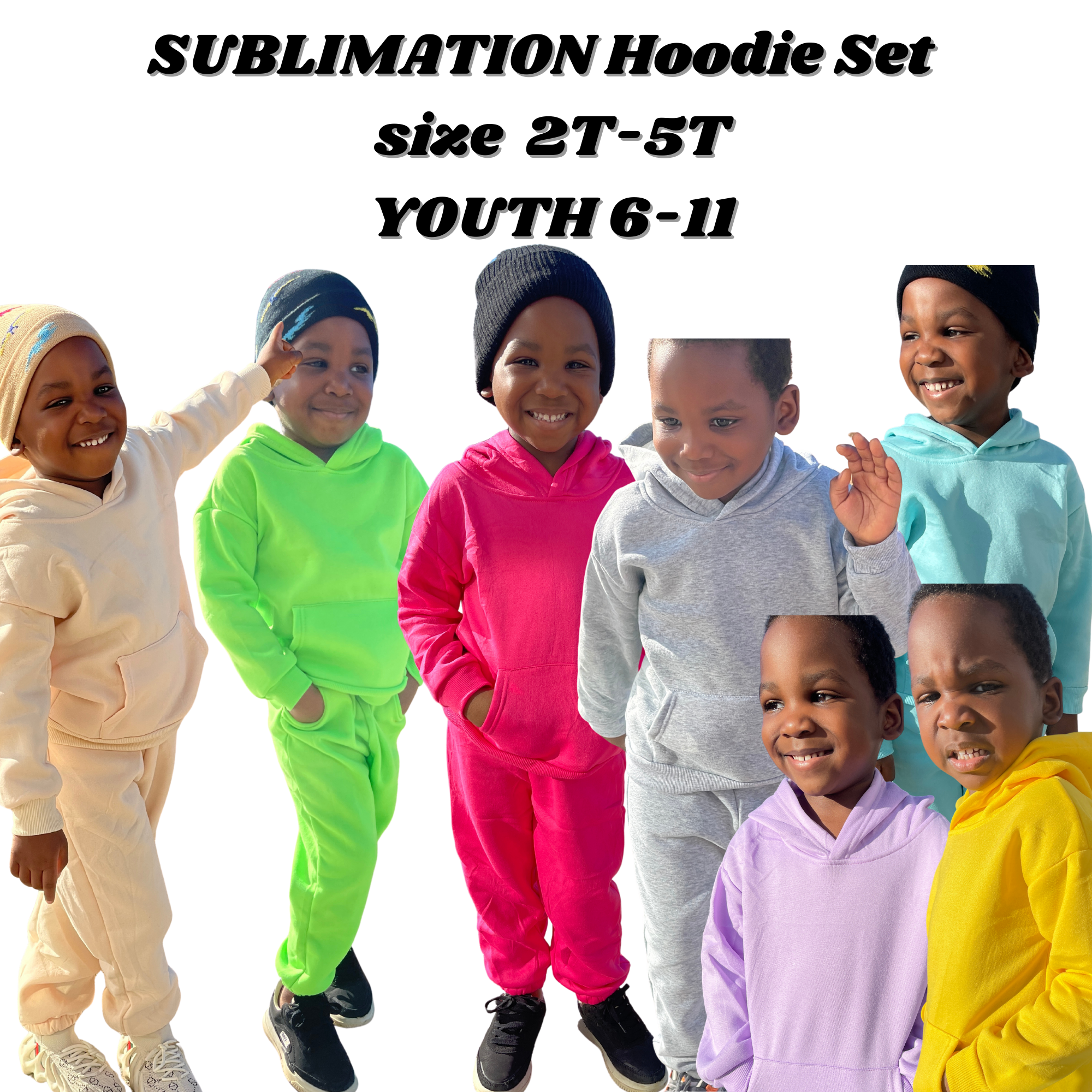 Sublimation kids hoodie set/ 100% polyester hoodies for kids - SassyDame Designs,LLC